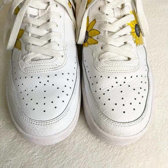 Nike Court Vision Low Womens 9.5 Sunflower White Leather Sneakers CD5434-100 - Picture 5 of 8